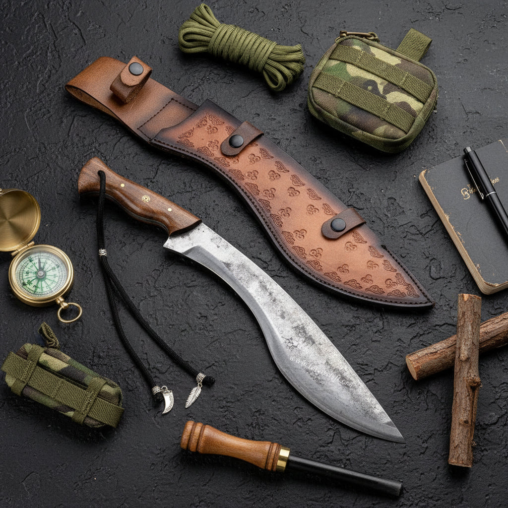 Dövme Çelik Kukri Ceviz Saplı 34 CM