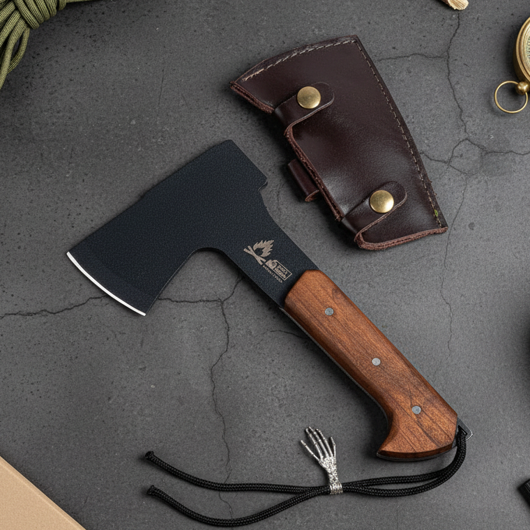 Karbon Çelik Kamp Baltası Ceviz Sap 26 CM