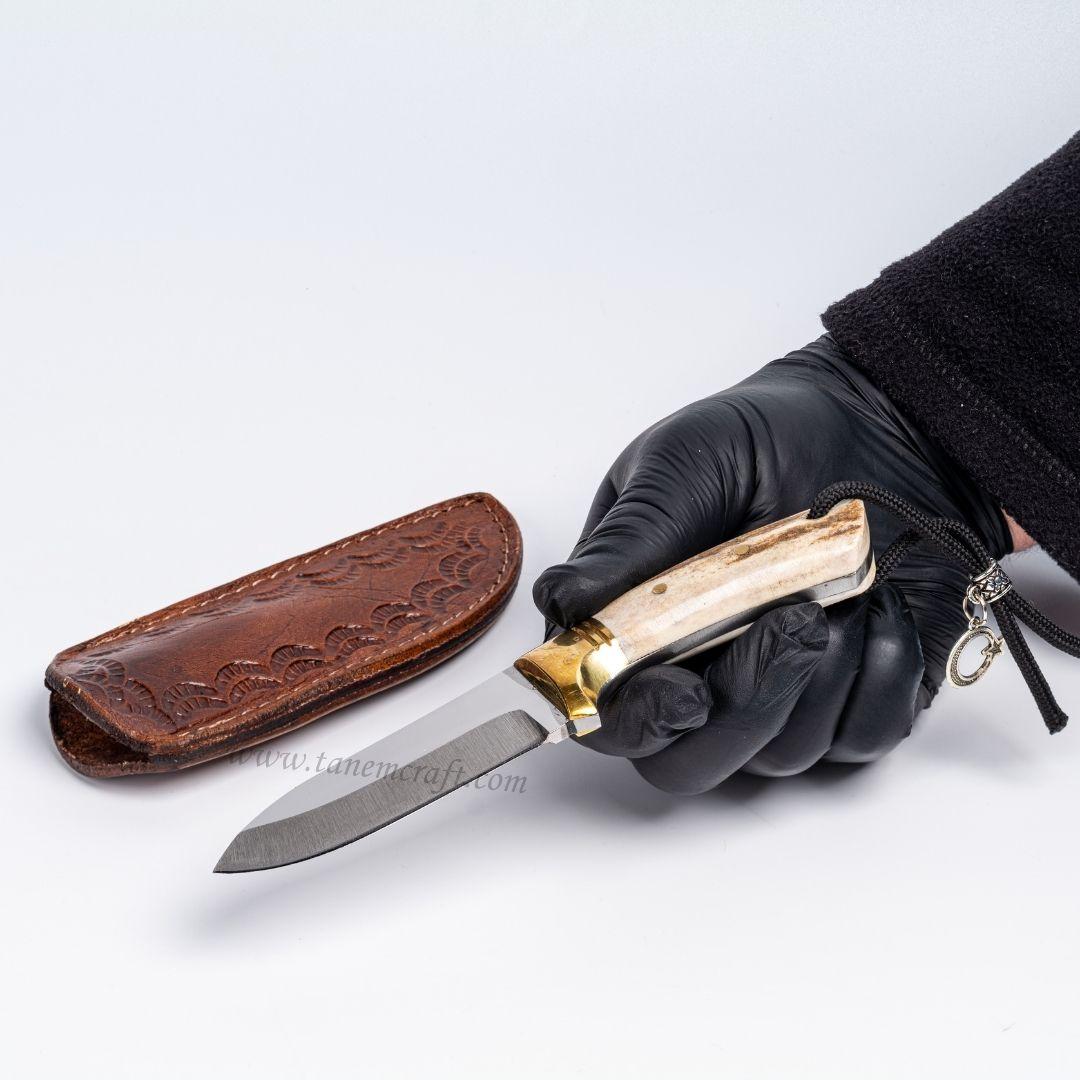 Geyik Boynuz Saplı Bushcraft Model 17 CM - Tanem Craft