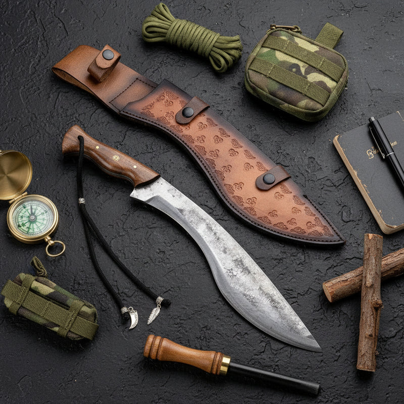 Dövme Çelik Kukri Ceviz Saplı 34 CM