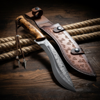 34 cm Dövme Çelik Kukri - Zeytin Sap 5160 Karbon Çelik