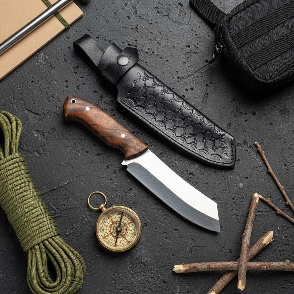 satır model ceviz saplı 26 cm kamp bıçağı