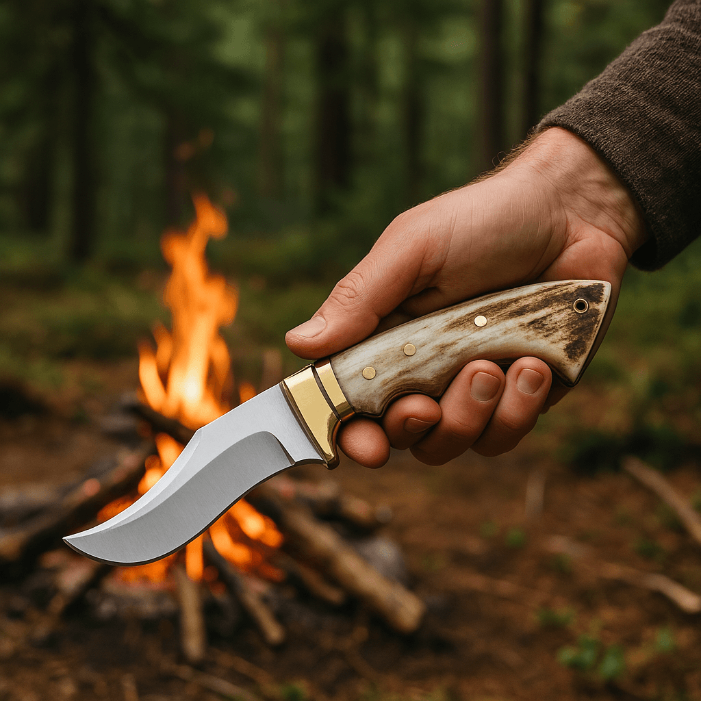 deri kılıflı geyik boynuzu sap outdoor bıçak Tanem Craft