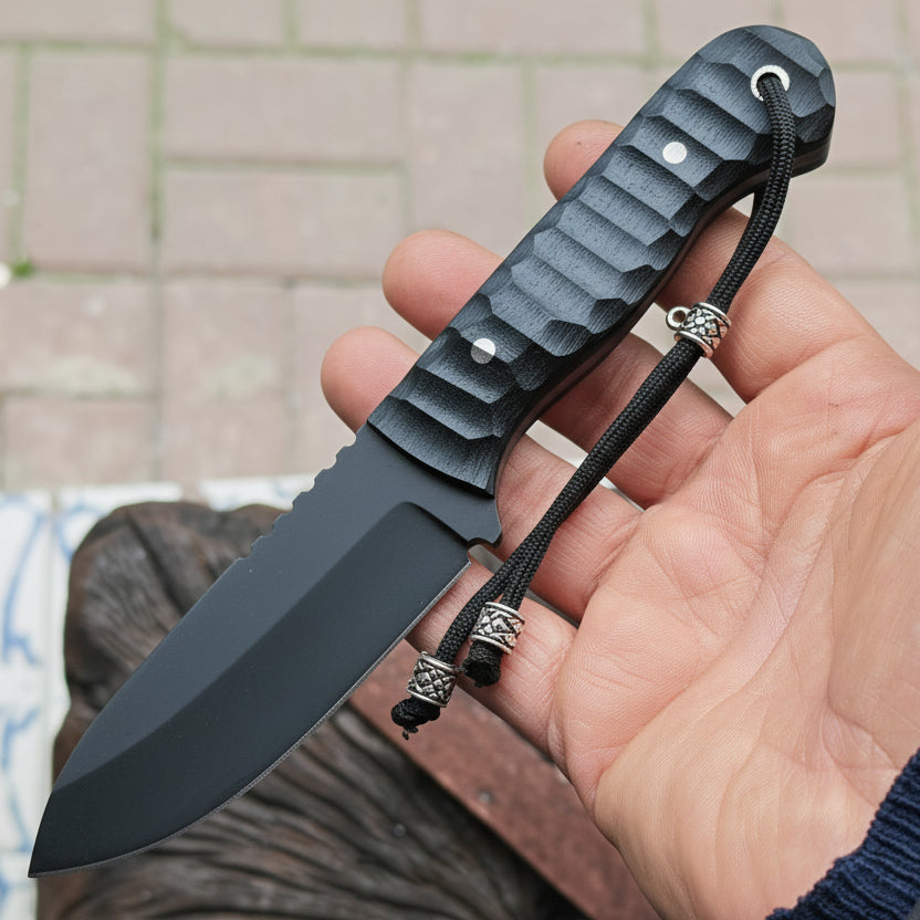 50crv4 Çelik Kompakt Sap Siyah Krom Kaplama 19 CM Av ve Kamp Bıçağı