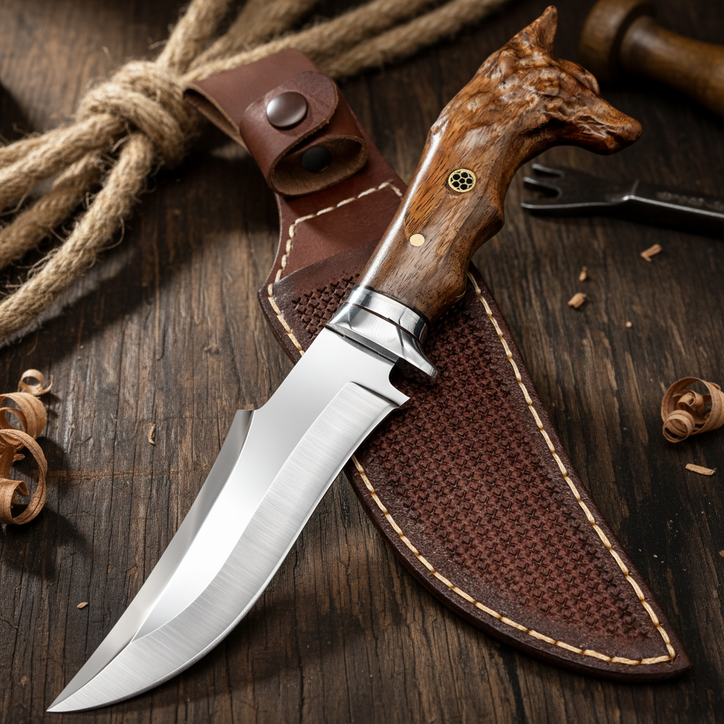 kurt başlı el yapımı outdoor kamp bıçak 33 cm