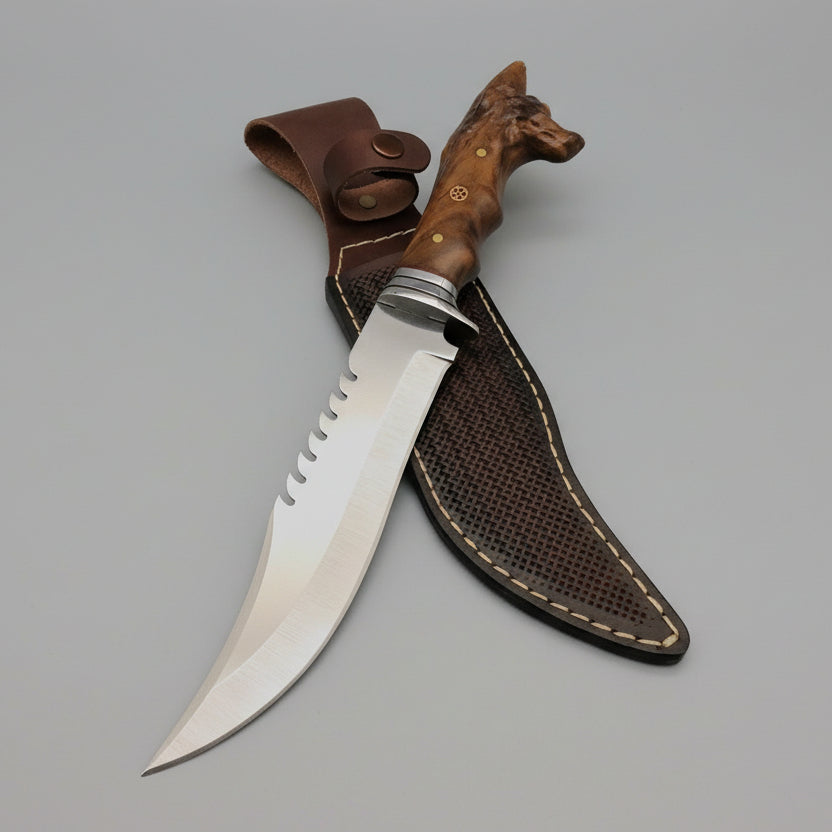 Kurt Başlı Tırtıklı Av ve Kamp Bicaği 33 CM