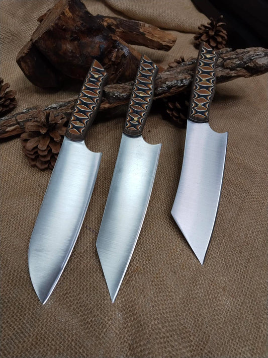 3'lü Şef Bıçağı Seti - İsveç Çeliği Werzalit Sap