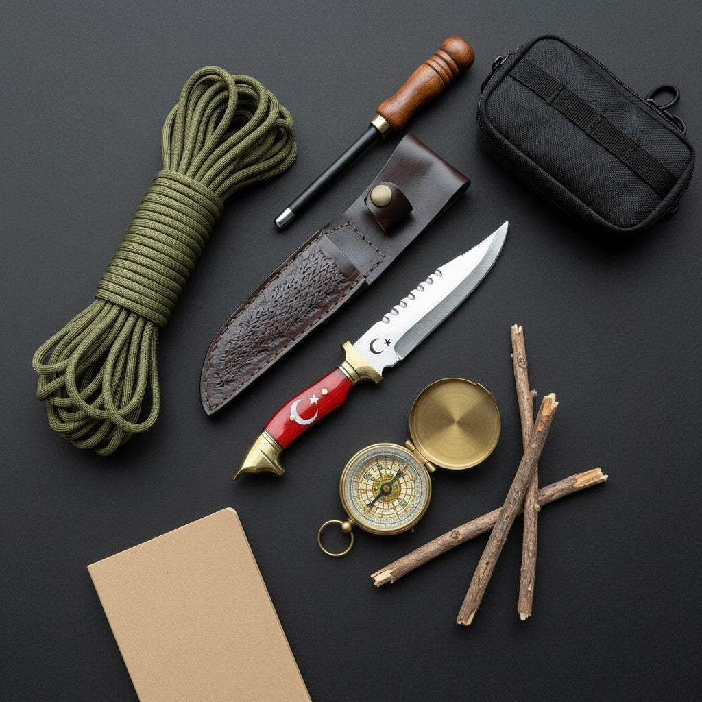 Ay Yıldız Tırtıklı Model Kurtbaşlı 26.5 CM Av Bıçağı