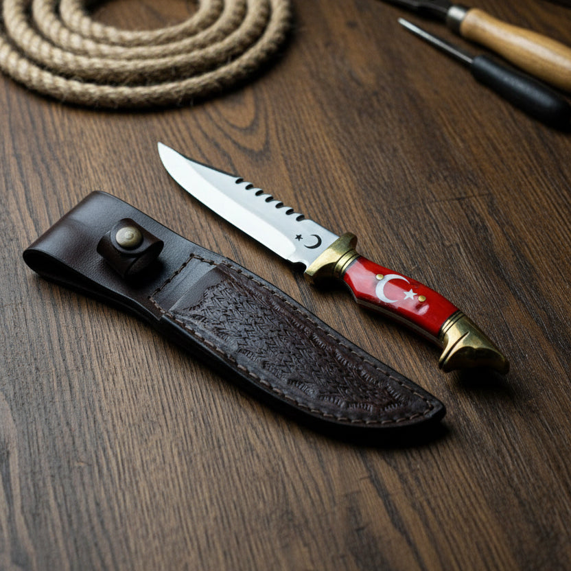 Ay Yıldız Tırtıklı Model Kurtbaşlı 26.5 CM Av Bıçağı