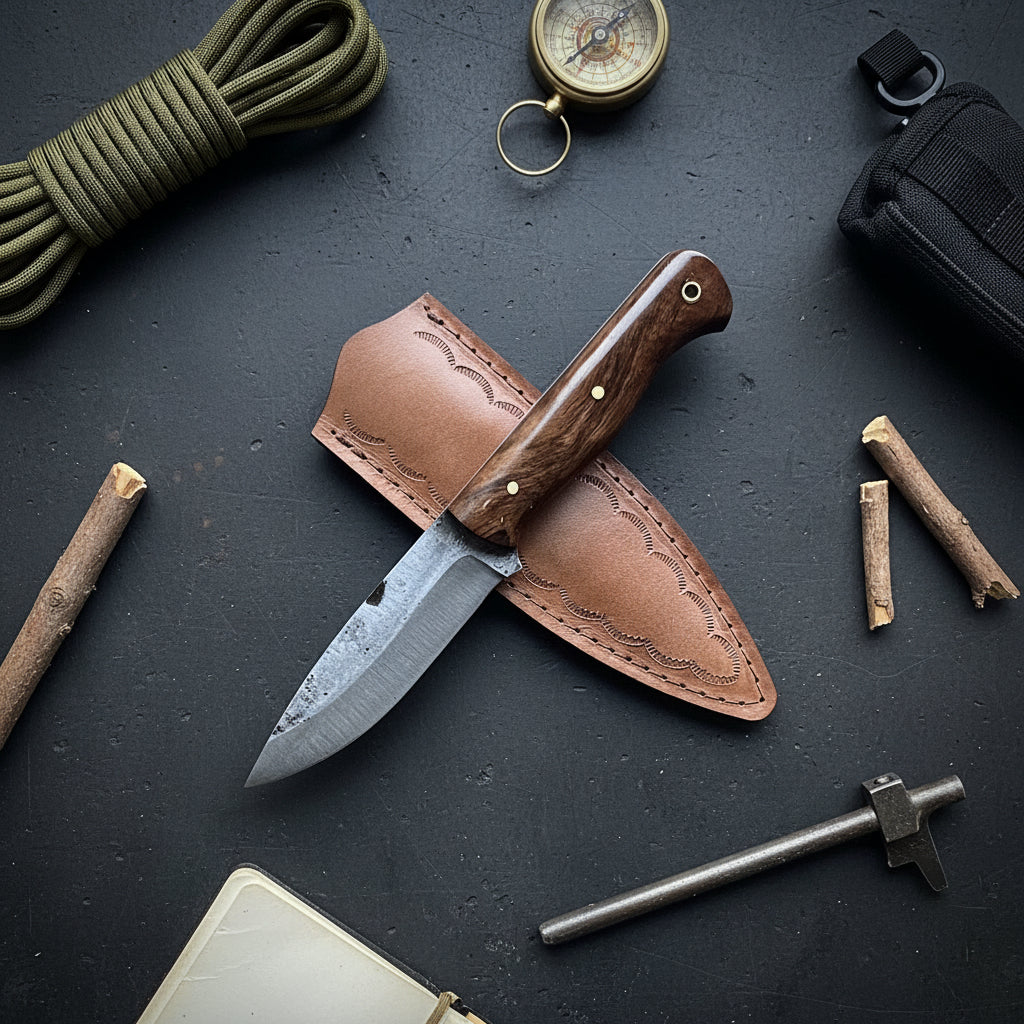 Dövme Çelik Ceviz Sap 24 CM bushcraft Kamp Bıçağı