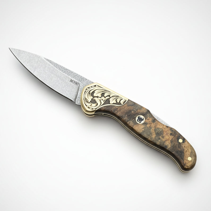 M390 Çelik Stabilize Sap 21 CM Gravür İşlemeli Model