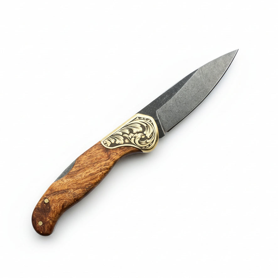 M390 Çelik Stabilize Sap 21 CM Gravür İşlemeli Model