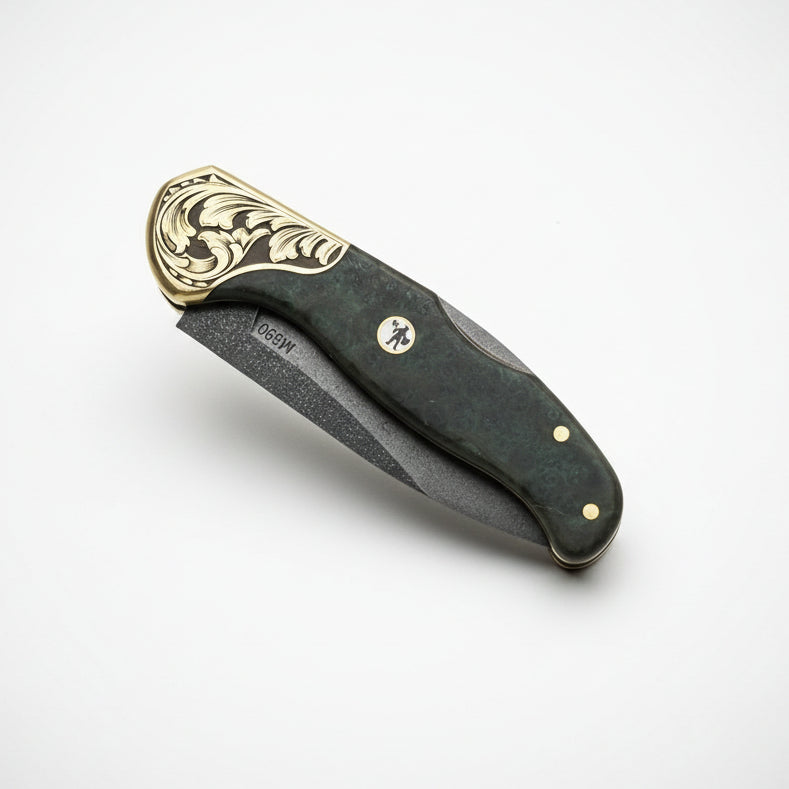 M390 Çelik Stabilize Sap 21 CM Gravür İşlemeli Model