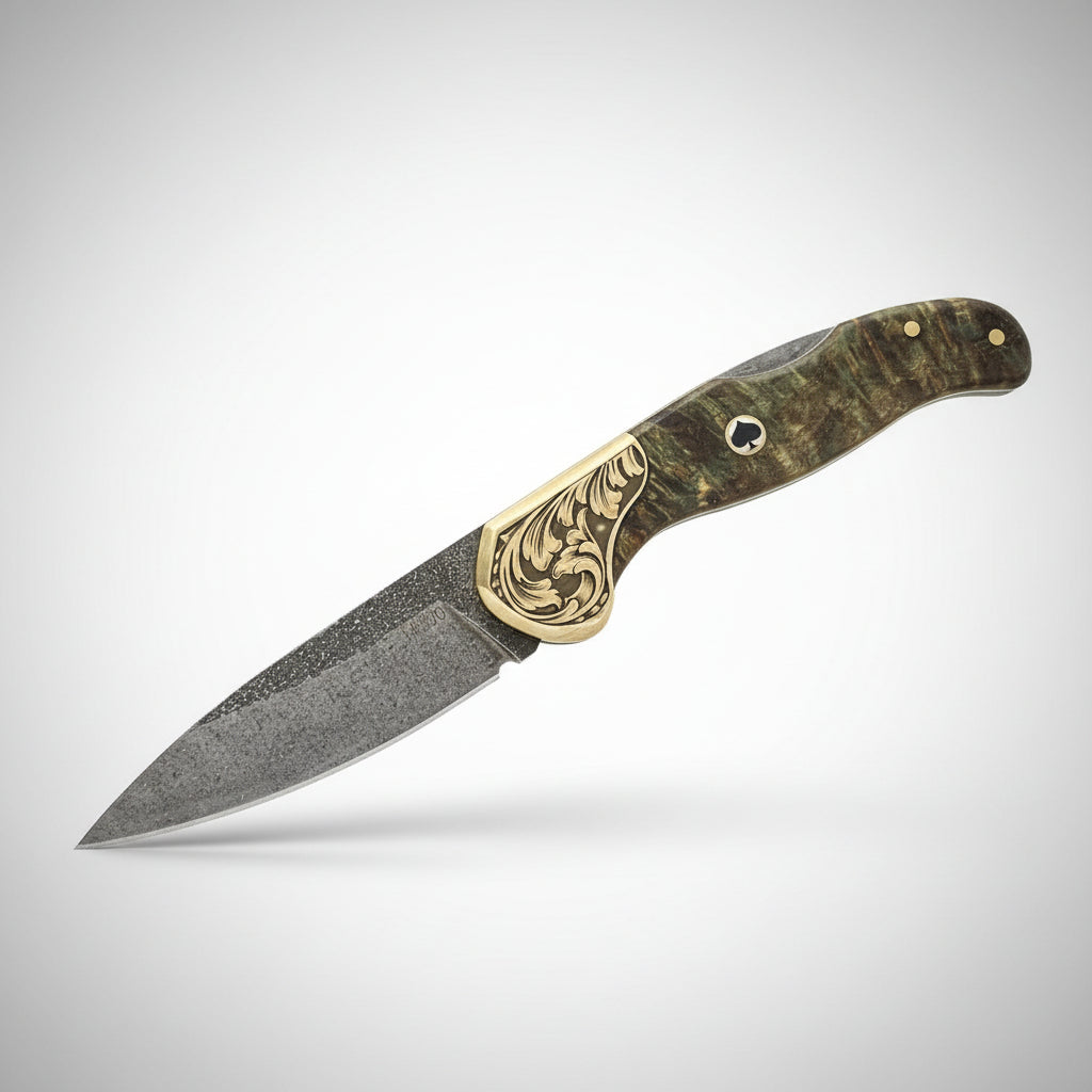 M390 Çelik Stabilize Sap 21 CM Gravür İşlemeli Model