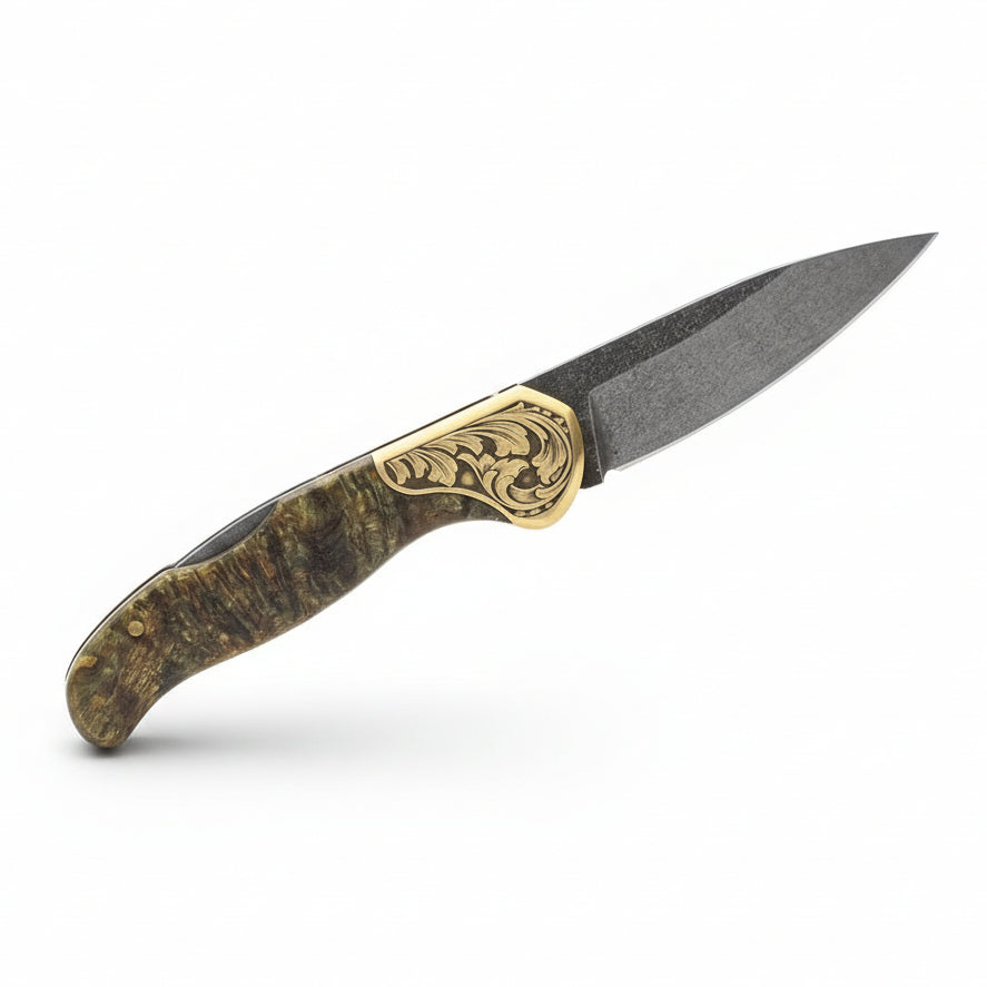 M390 Çelik Stabilize Sap 21 CM Gravür İşlemeli Model