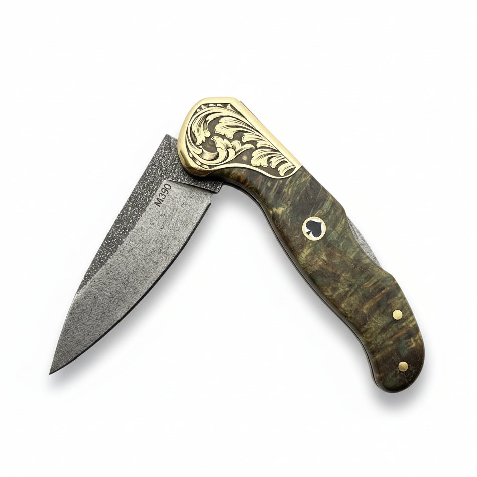 M390 Çelik Stabilize Sap 21 CM Gravür İşlemeli Model