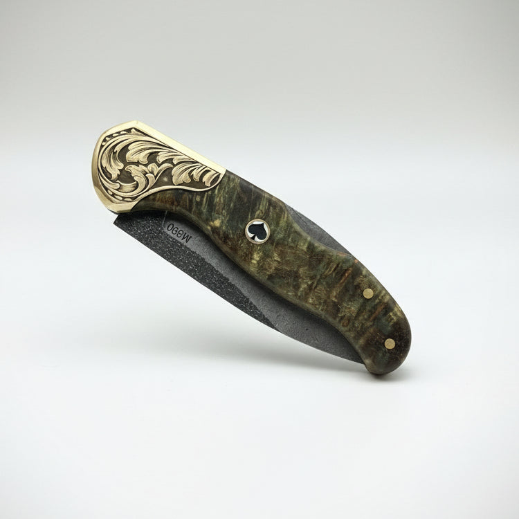 M390 Çelik Stabilize Sap 21 CM Gravür İşlemeli Model