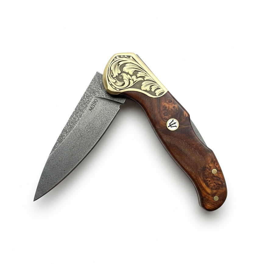 M390 Çelik Stabilize Sap 21 CM Gravür İşlemeli Model