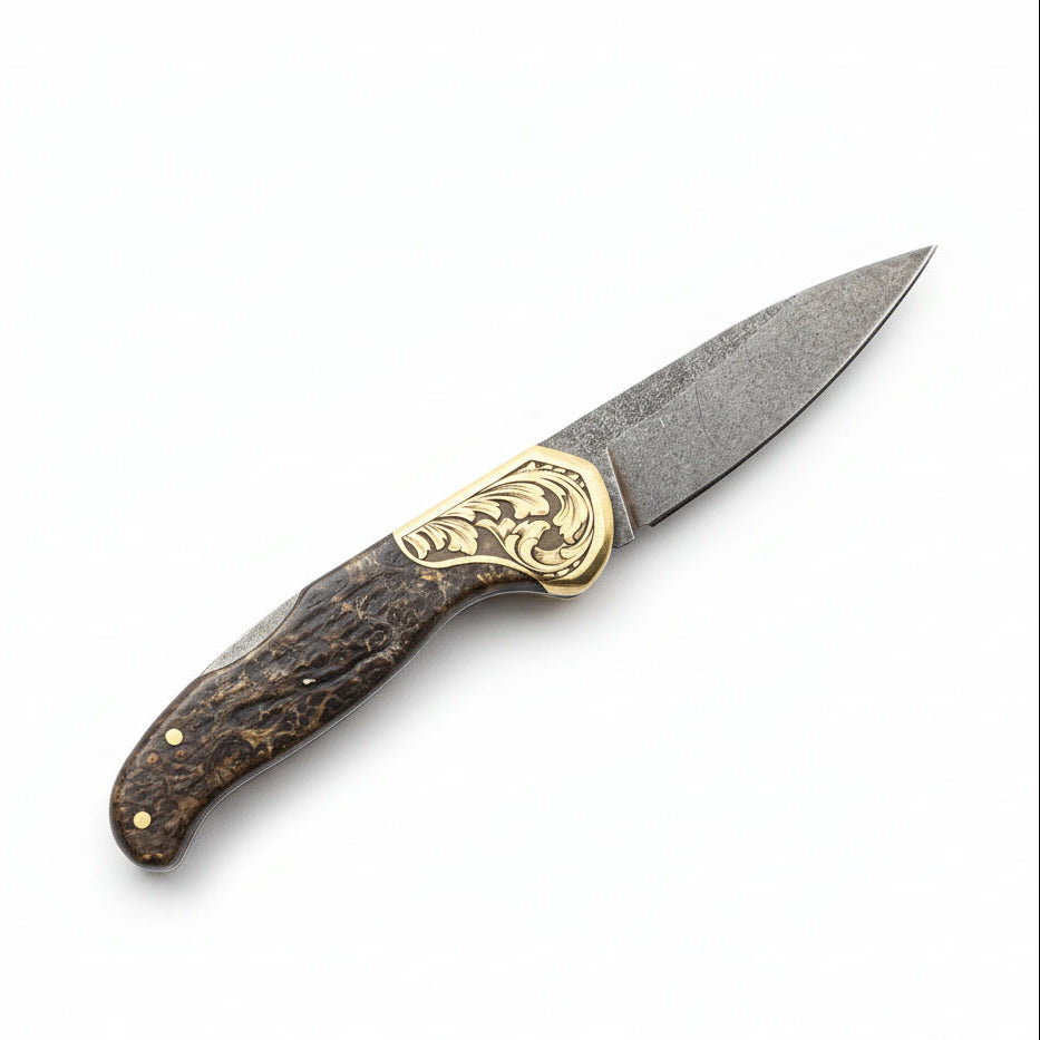 M390 Çelik Stabilize Sap 21 CM Gravür İşlemeli Model