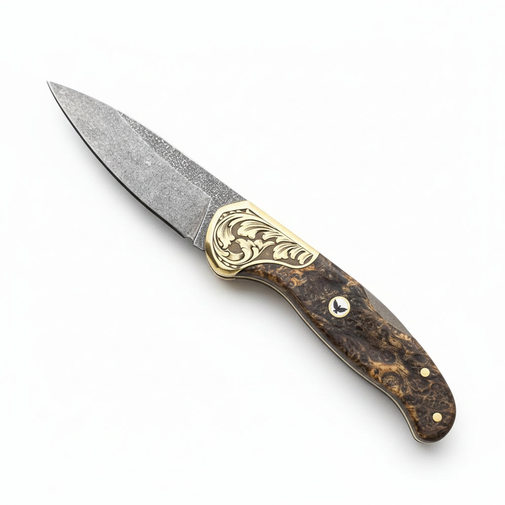 M390 Çelik Stabilize Sap 21 CM Gravür İşlemeli Model