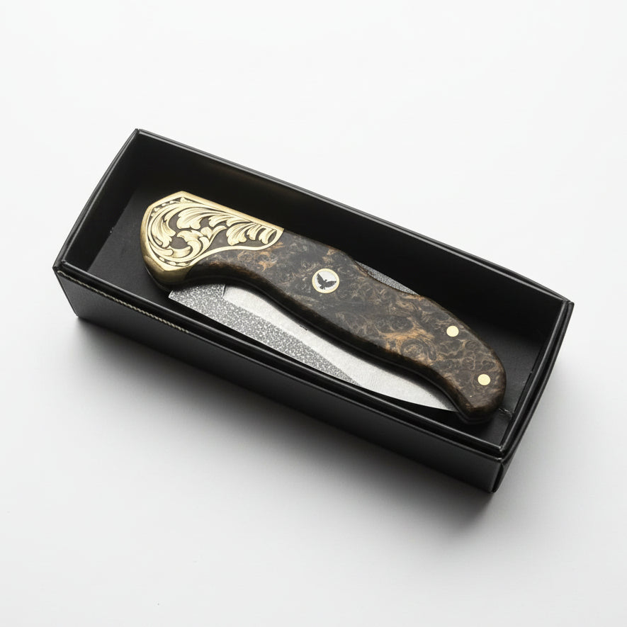 M390 Çelik Stabilize Sap 21 CM Gravür İşlemeli Model