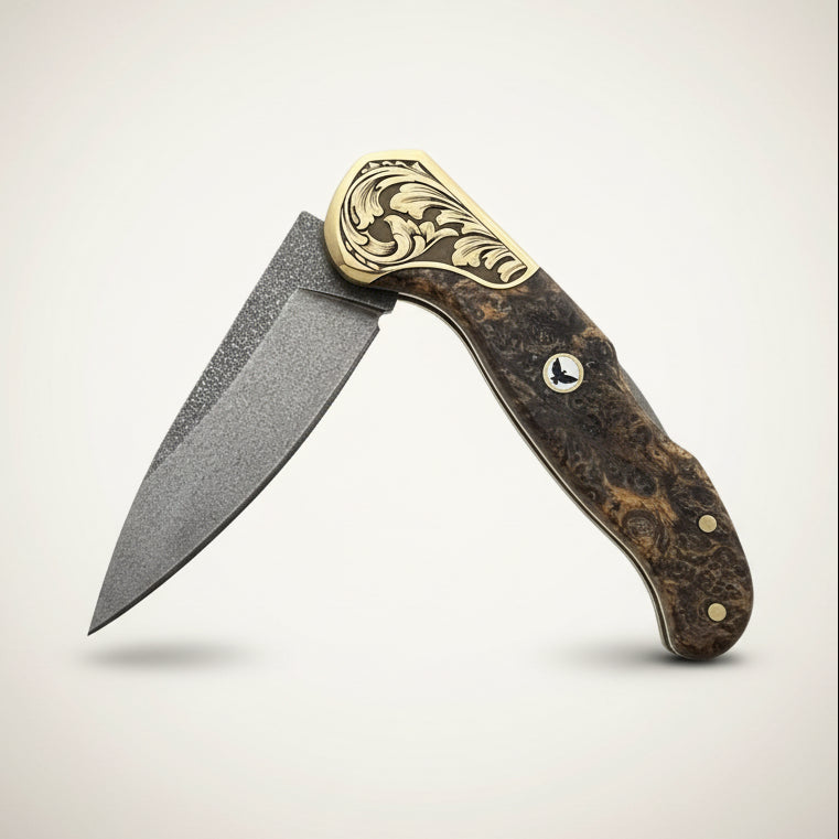M390 Çelik Stabilize Sap 21 CM Gravür İşlemeli Model