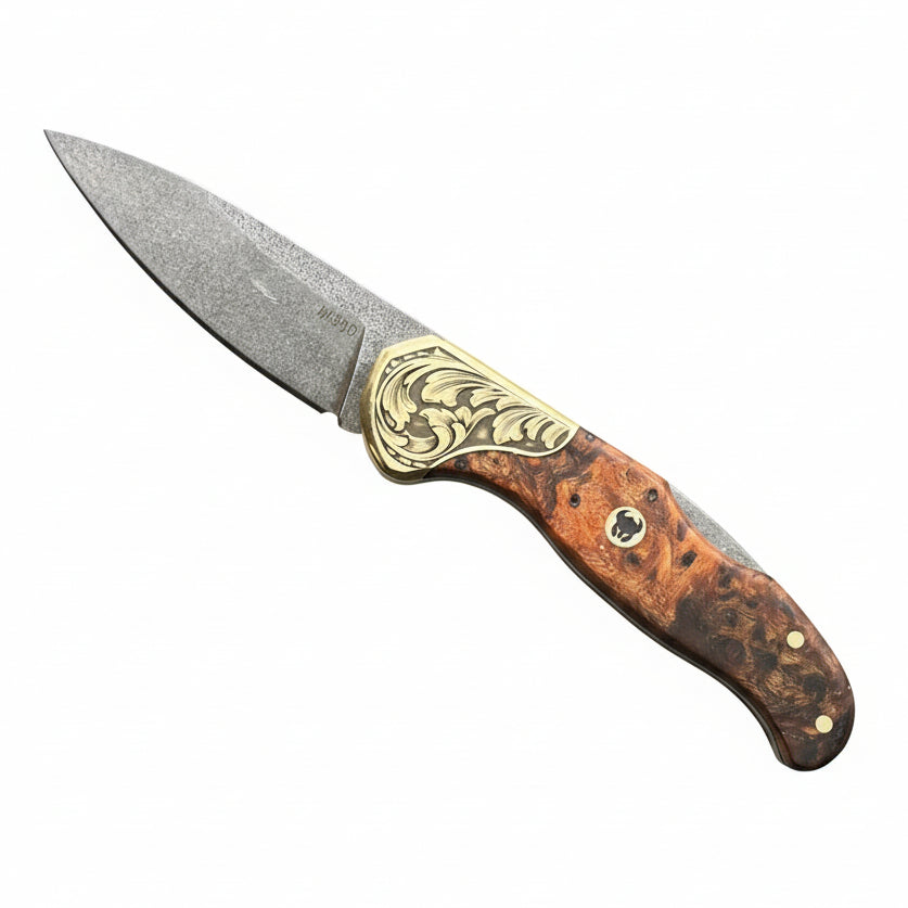 M390 Çelik Stabilize Sap 21 CM Gravür İşlemeli Model