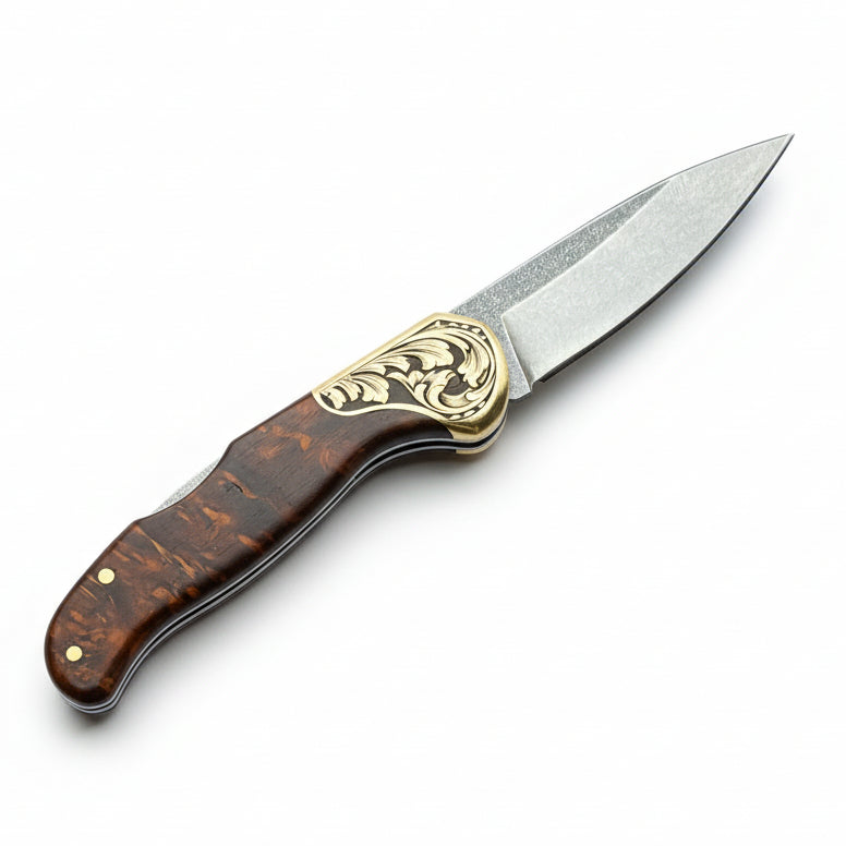 M390 Çelik Stabilize Sap 21 CM Gravür İşlemeli Model