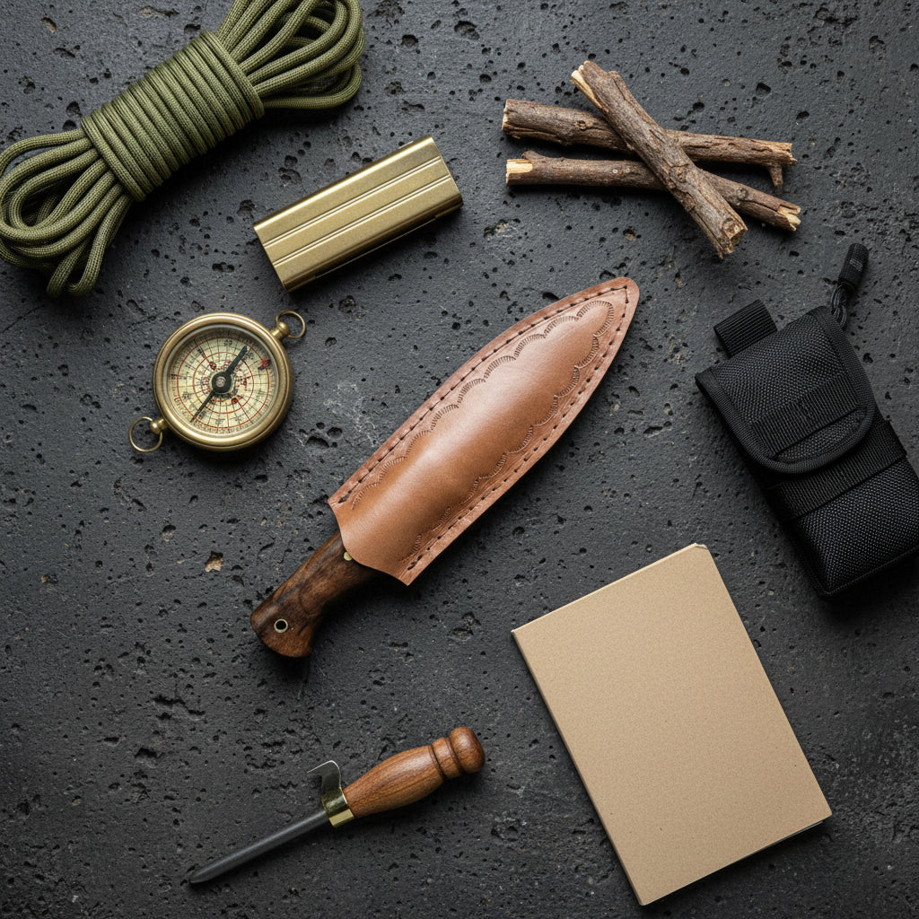 Dövme Çelik Ceviz Sap 24 CM bushcraft Kamp Bıçağı
