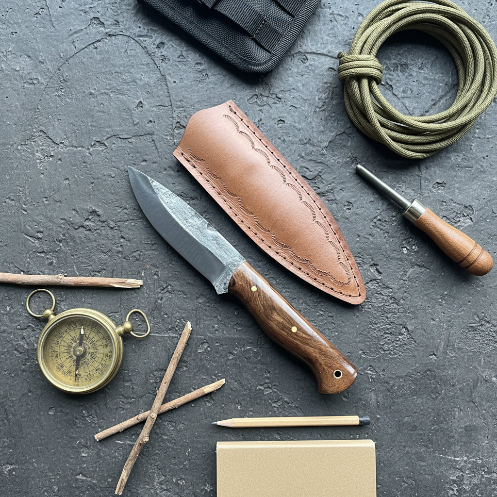 Dövme Çelik Ceviz Sap 24 CM bushcraft Kamp Bıçağı