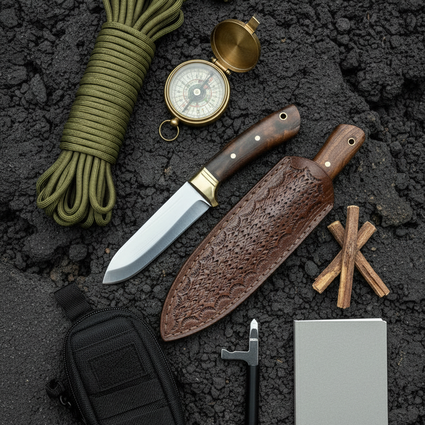 4116 çelik ceviz saplı 22 cm kamp bıçağı