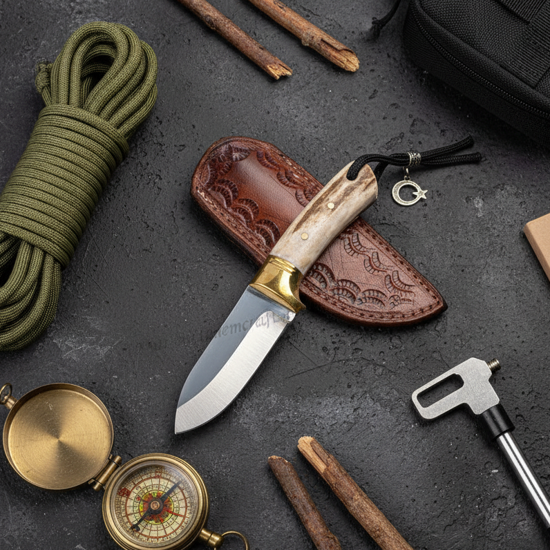 Geyik Boynuz Saplı Bushcraft Model 17 CM
