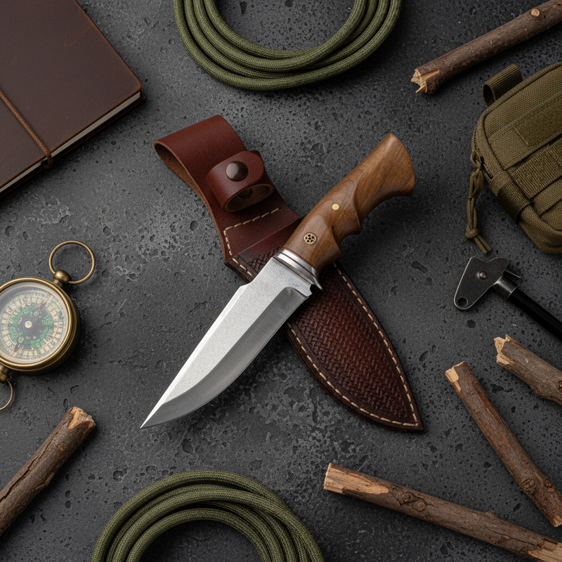 kuba model no 2 ceviz saplı 28 cm kamp bıçağı