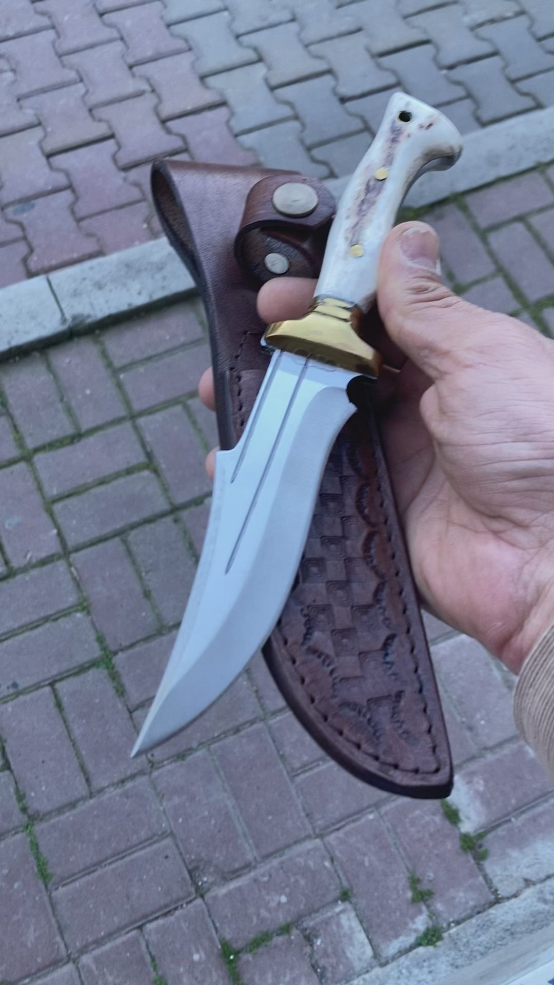 kompakt outdoor kamp bıçağı deri kılıflı Tanem Craft