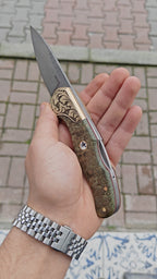 M390 Çelik Stabilize Sap 21 CM Gravür İşlemeli Model