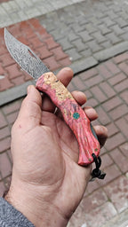Damascus Çelik Stabilize Sap Katlanır Model - 20 Cm