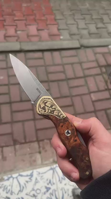 M390 Çelik Stabilize Sap 21 CM Gravür İşlemeli Model