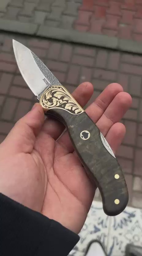 M390 Çelik Stabilize Sap 21 CM Gravür İşlemeli Model