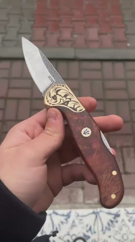 M390 Çelik Stabilize Sap 21 CM Gravür İşlemeli Model