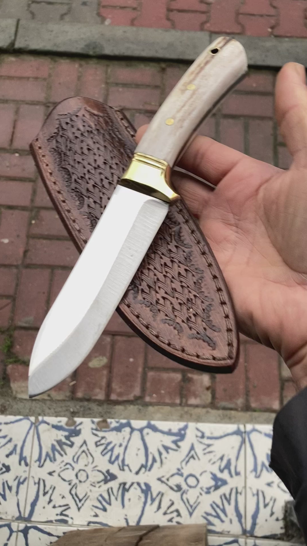 22 cm geyik boynuzu sap kamp bıçağı