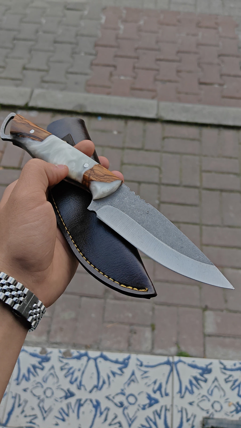 24.5 CM Hibrit Saplı El Yapımı Outdoor Av Bıçağı
