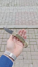 Damascus Çelik Stabilize Sap 19.5 CM Gravür İşlemeli Model
