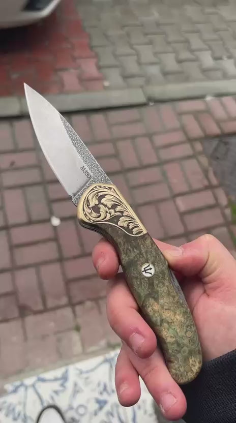 M390 Çelik Stabilize Sap 21 CM Gravür İşlemeli Model