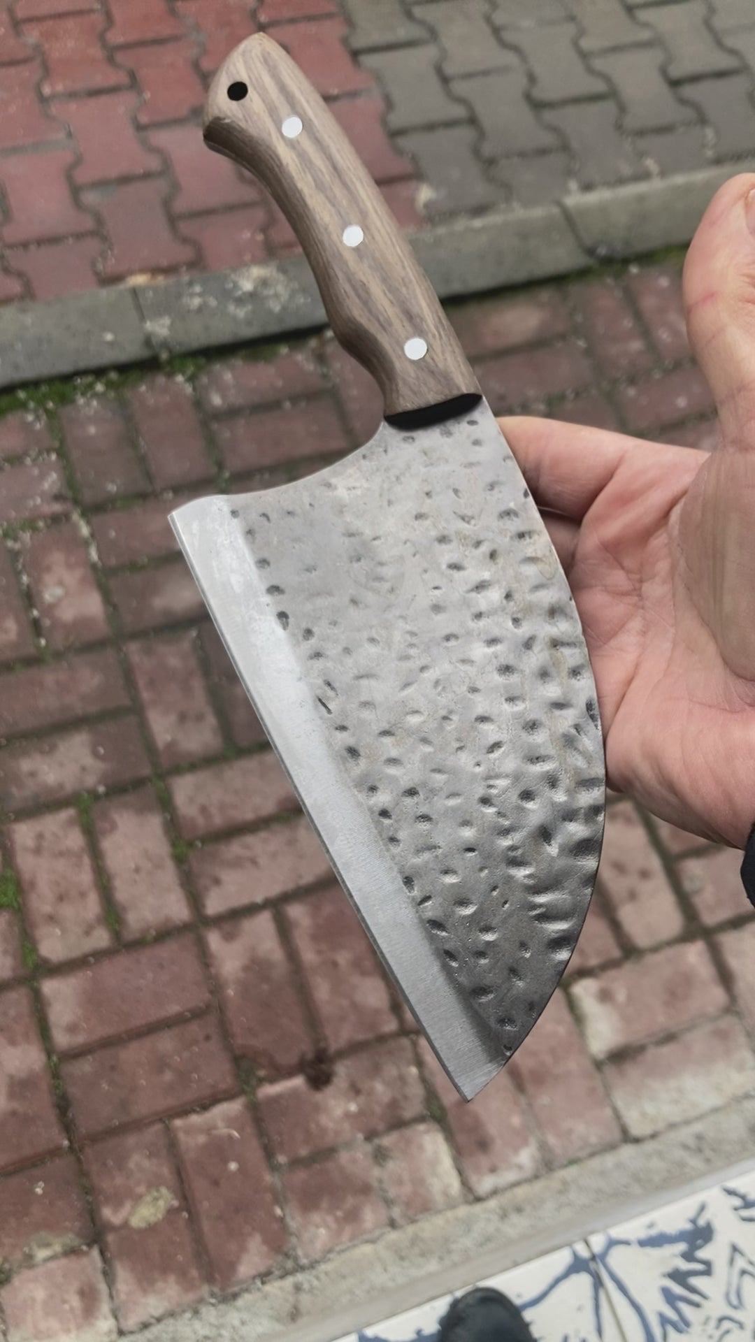 30 cm dövme çelik kamp bıçağı ceviz sap