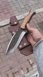 Ceviz Sap 29 CM Yatay Bel Kılıflı Model Outdoor Av Bıçağı