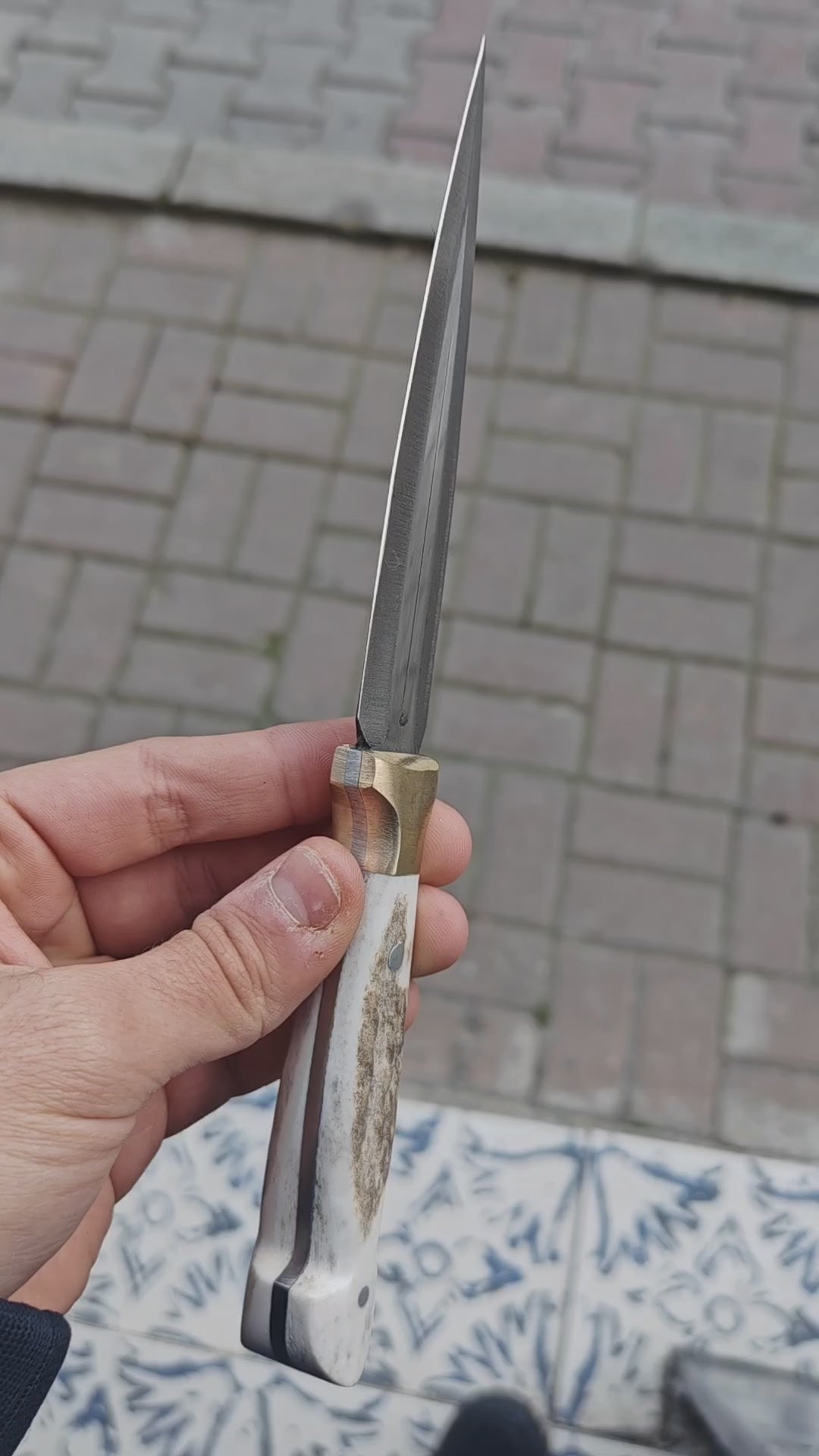 Geyik Boynuzu Sap Çerkes Model 23 CM Kamp Bıçağı