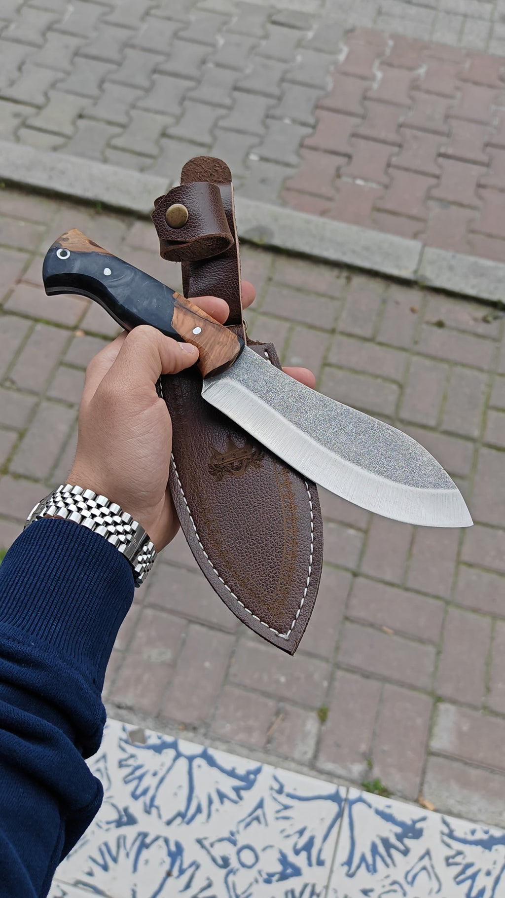 Hibrit Sap Satır Model Kamp Bıçağı – 25.5 cm Siyah Outdoor Av Bıçağı
