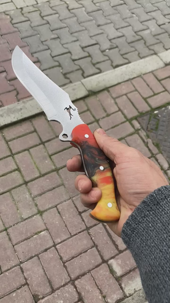epoksi sap kambur model deri kılıflı bıçak Tanem Craft