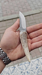 4116 Çelik Doğal Geyik Boynuzu Sap 16 CM Bushcraft Mini Kamp Bıçağı