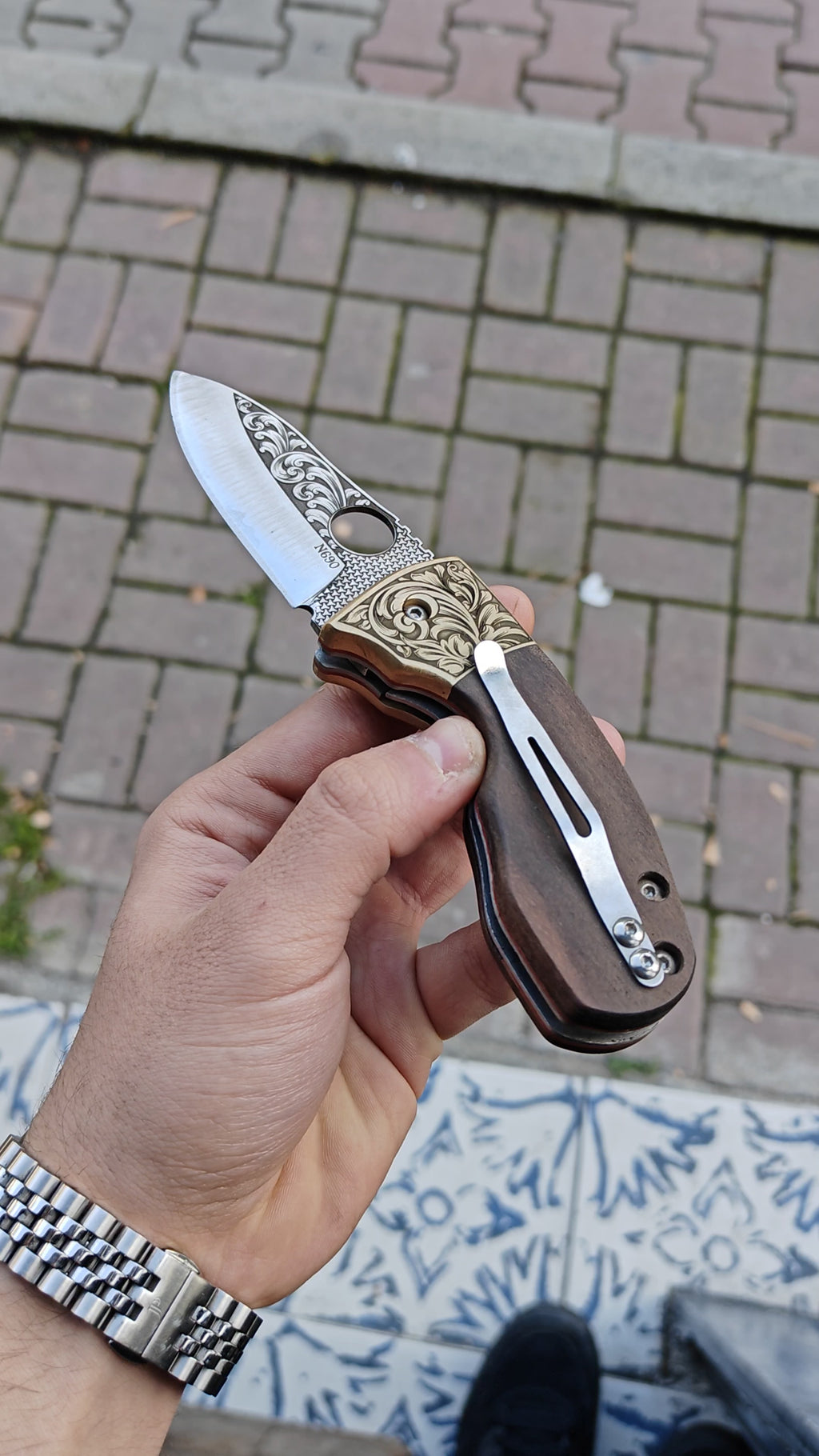 N690 Çelik 18 CM Balçak Gravür İşlemeli Naim Model